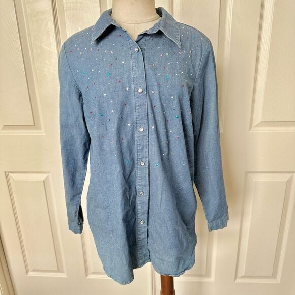 Quaker factory denim rhinestone shirt - Picture 9 of 9
